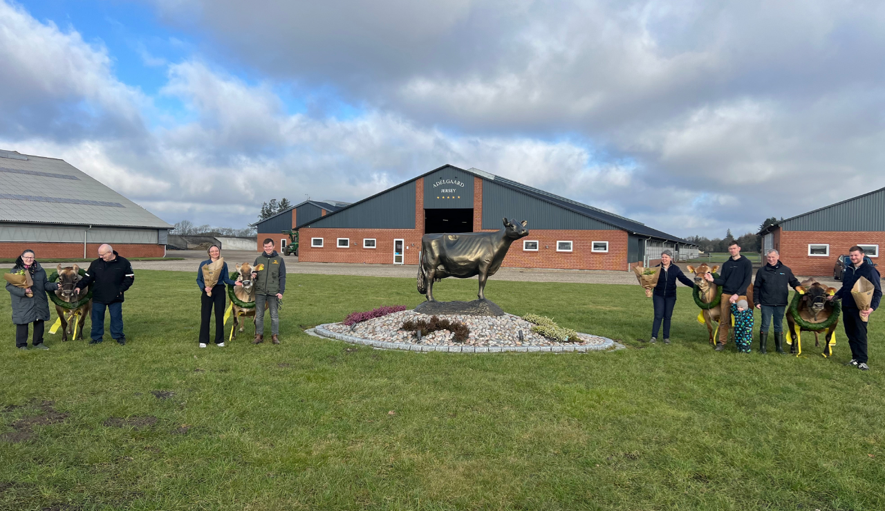 Opdrætterne Og De Fire Jerseykøer Fra Fejringen Af 10.000 Kg Fedt + Protein